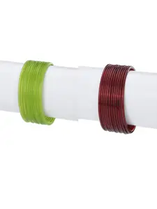 1ST TIME Women Green & Red Pack Of 24 Alloy Bangles