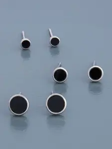 Kushal's Fashion Jewellery 92.5 Sterling Silver Rhodium-Plated Circular Studs Earrings