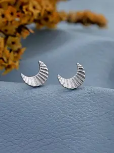 VANBELLE 925 Sterling Silver Rhodium Plated Half Moon Stud Earring