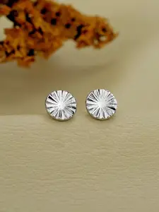 VANBELLE 925 Sterling Silver Rhodium Plated Textured Round Stud Earring