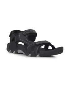 Lee Cooper Black Synthetic Leather Sandals