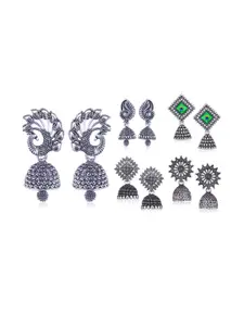 Sangria 5 Pair Peacock Shaped Jhumkas Earrings