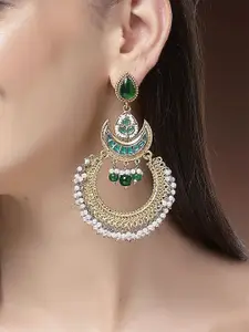 KARATCART Gold Plated Kundan Studded Chandbali Earrings