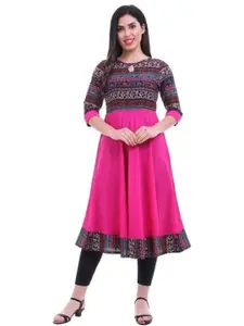 Faxmon Fashion Women Ethnic Motifs Printed Crepe A Line Kurta