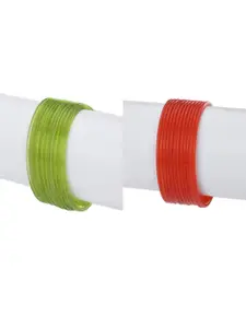 1ST TIME Set of 24 Green And Blue Glass Bangles