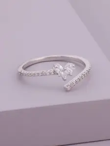 Kushal's Fashion Jewellery White Rhodium-Plated Trendy Party Zircon Finger Ring
