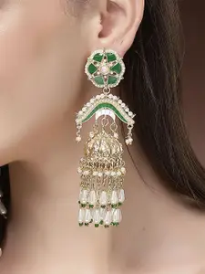 KARATCART Gold Plated Kundan Studded Jhumkas Earrings