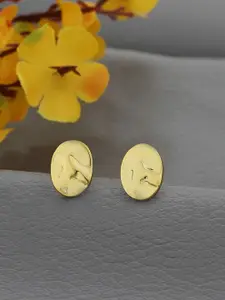 VANBELLE 925 Sterling Silver 18kt Gold Plated Textured Stud Earring