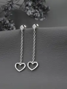 VANBELLE 925 Sterling Silver Rhodium Plated CZ Heart Drop Earring