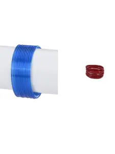 1ST TIME Women Pack Of 2 Blue And Red Glass Ethnic Bangle