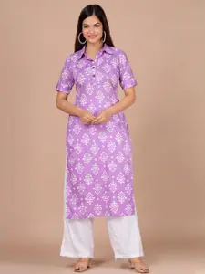 Faxmon Fashion Women Violet Ethnic Motifs Printed Kurta