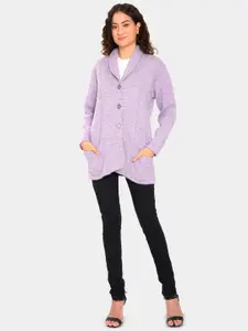 HAUTEMODA Women Self Design Woolen Cardigan Sweater