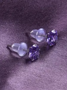 PALMONAS 925 Sterling Silver Rhodium-Plated CZ-Studded Anti-Tarnish OrchidTwinkle Studs