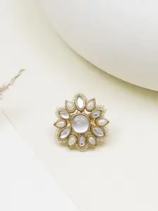 BeAbhika Gold-Plated Kundan Studded AdjustableRing