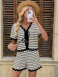 StyleCast Striped Halter Neck Top With Short Co-Ords