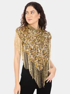 HAUTEMODA Women Embellished Waterfall Shrug