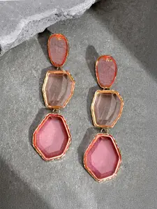 SOHI Gold-Plated Artificial Stones Studded The Gilded Lumira Drop Earrings