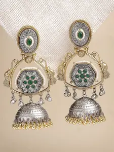 KARATCART Gold Plated Kundan Studded Dome Shaped  Jhumkas Earrings