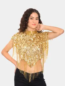 HAUTEMODA Women Embellished Waterfall Shrug
