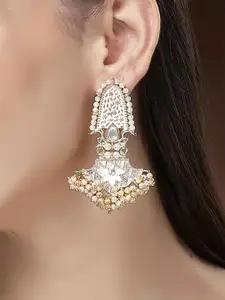 KARATCART Gold Plated Pearls Studded Meenakari Drop Earrings