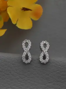 VANBELLE 925 Sterling Silver Rhodium Plated CZ Infinity Stud Earring