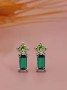 VANBELLE 925 Sterling Silver Rhodium Plated CZ Square Stud Earring