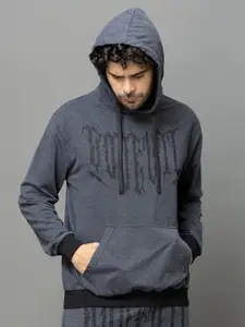 GO DEVIL Printed Dark Grey Hoodie For Men