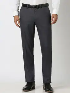 Van Heusen Men Textured Slim Fit Formal Trousers