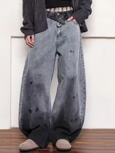 StyleCast x Revolte Men Wide Leg Mid-Rise Light Fade Jeans