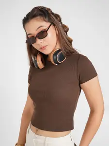 People Ribbed Cotton Fitted Crop Top