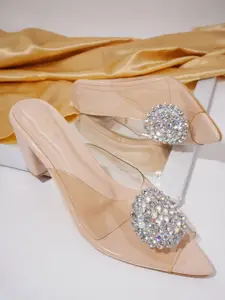 TRYME Women Embellished Block Peep Toes