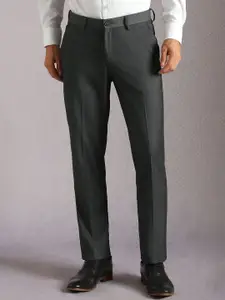 Louis Philippe Men Textured Slim Fit Mid-Rise Trousers