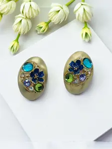 AVANT-GARDE PARIS Gold-Plated Crystals Studded Oval Shaped Studs