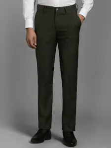 Louis Philippe Men Slim Fit Textured Flat Front Formal Trousers