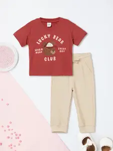 max Boys Printed Short Sleeves Pure Cotton T-shirt With Trousers