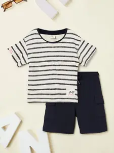 max Boys Striped Short Sleeves Pure Cotton T-Shirt With Shorts