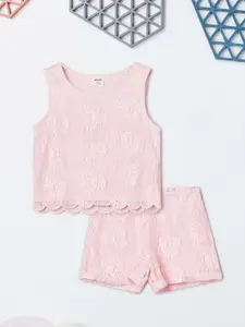 max Boys Self Design Sleeveless Top With Shorts