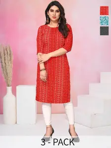 KETAKI FASHION Selection Of 3 Floral Printed Straight Kurtas