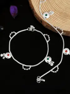 Silvermerc Designs Silver-Plated Artificial Stones Studded Anklet