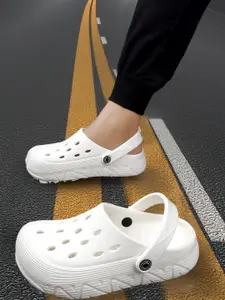 PROUZ Men White Lightweight Comfortable Clogs