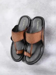 LOUIS STITCH Men Kolhapuri Style Lightweight Toe Ring Leather Sandals