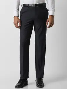 Van Heusen Men Textured Regular Fit Mid-Rise Formal Trousers