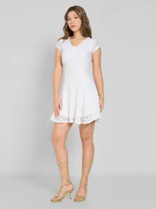 Honey by Pantaloons Women V-Neck Lace Inserts Detail Empire Dress