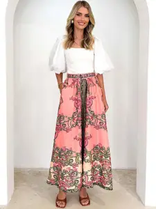 StyleCast Floral Printed Flared Maxi Skirt