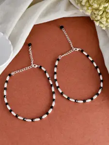 Silvermerc Designs Silver-Plated Artificial Beaded Kada Anklet