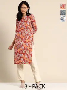 KETAKI FASHION Women Pack of 3 Floral Printed Daily Straight Kurtas