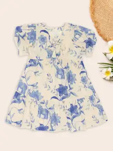 AKKRITI BY PANTALOONS Girls  Floral Printed Cotton Fit & Flare Dress