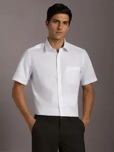 Louis Philippe Spread Collar Short Sleeves Regular Fit Pure Cotton Formal Shirt