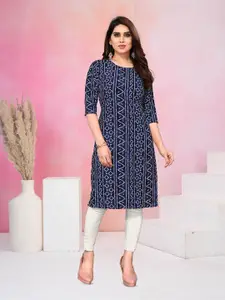 KETAKI FASHION Selection Of 3 Bandhani Printed Round Neck Straight Kurtas