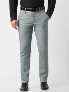 Van Heusen Men Textured Slim Fit Formal Trousers